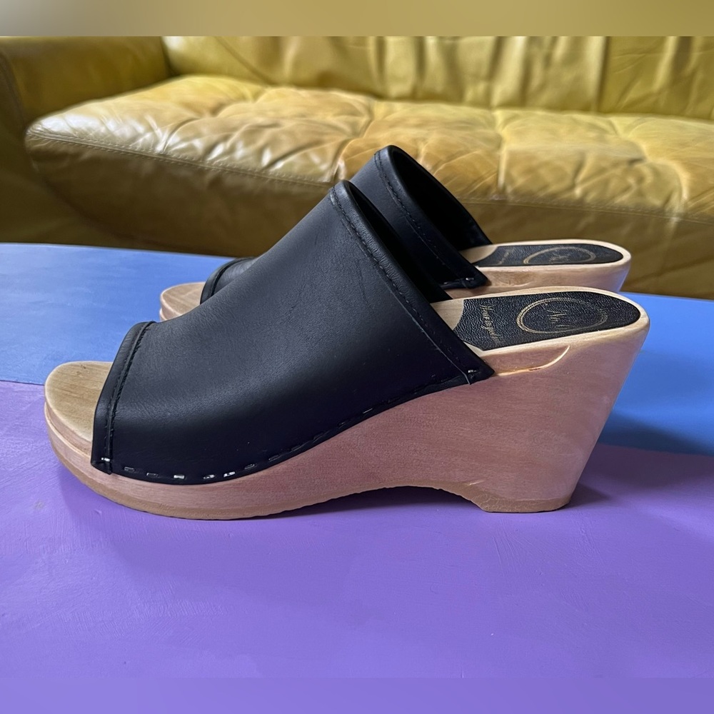No. 6 Daria Wedge Clog in Black, size EU 39 (US 8 - 8.5)